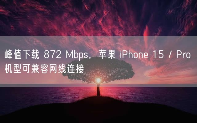 峰值下载 872 Mbps，苹果 iPhone 15 / Pro 机型可兼容网线连接