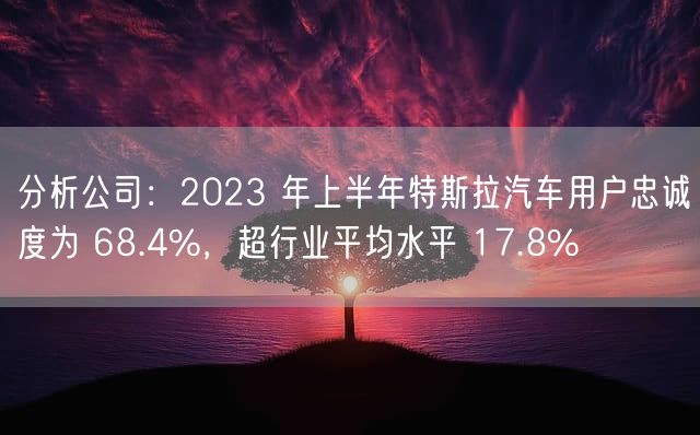 分析公司：2023 年上半年特斯拉汽车用户忠诚度为 68.4%，超行业平均水平 17.8%
