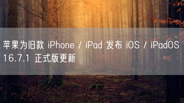 苹果为旧款 iPhone / iPad 发布 iOS / iPadOS 16.7.1 正式版更新